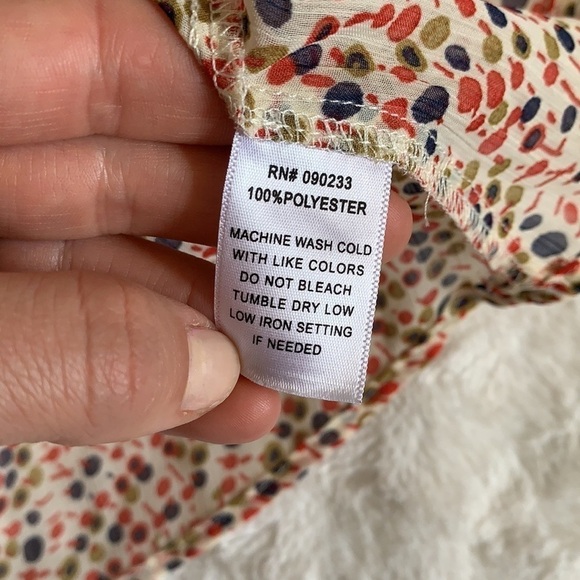 Kina sheer blouse‎ polka dot cream red navy career - Picture 8 of 16